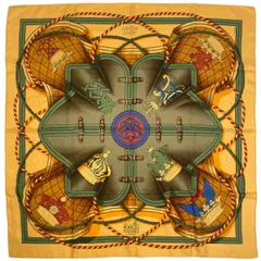 エルメス HERMES カレ 90 GRANDE TENUE 馬の礼装 スカーフ シルク オレンジ マルチカラー レディース 【中古】