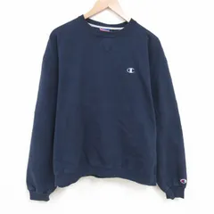 XL/古着 チャンピオン Champion 長袖 スウェット メンズ 00s ワンポイントロゴ 大きいサイズ クルーネック 紺 ネイビー 25apr16 中古 スエ