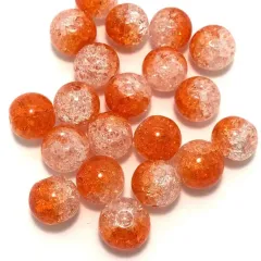 【106】クラック水晶ガラスビーズ★オレンジ*ホワイト 10mm/20個