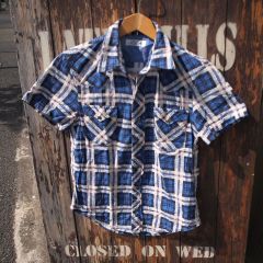 【Hollywood Ranch Market】ハリウッドランチマーケット ハリラン 聖林公司 プリント チェック フランネル 半袖 ウエスタンシャツ 0 (XS)