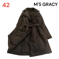 【未使用に近い】大きいサイズ　M'S GRACY トレンチダウンコート　ベルト付き　茶色　サイズ42 エムズグレイシー アウター　羽織り