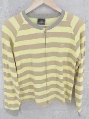 ◇ New Balance ニューバランス ストライプ 長袖 ジップアップ ジャケット L イエロー ブラウン * 1002799178556 【中古】 【1002799178556】