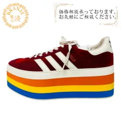【５％OFF フォロワークーポン！！】GUCCI グッチ 27 707871 スリーストライプス アディダス 厚底 ガゼル スニーカー レッド メンズ おすすめ 人気
