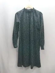 ◇ ⊂ ur's ユアーズ ドット柄 長袖 膝下 ワンピース サイズL ブラック ホワイト レディース E  【1503050035965】