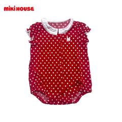 1492◯ miki house 70 ロンパース　ドット柄　半袖