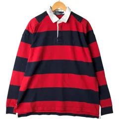 古着 ラルフローレン Ralph Lauren POLO by Ralph Lauren ボーダー柄 長袖 ラガーシャツ メンズXL相当/eaa594600