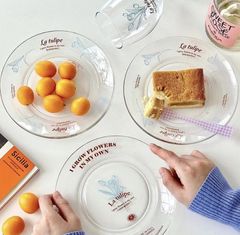 クリアデザインプレート | 平皿 お皿 韓国 インテリア 雑貨 撮影 食器 プレート 朝ごはん