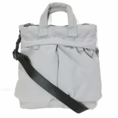 POIK nugu 韓国 マルチポケット ヘルメットバッグ 2WAY ショルダーバッグ ハンドバッグ ナイロン 斜め掛け 鞄 グレー X