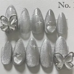 蝶々・ハート・キラキラ　中国　ワンホンネイル　マグネットネイル