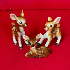 昭和レトロ　バンビ　子鹿　愛陶園　陶器　置物　3個セット