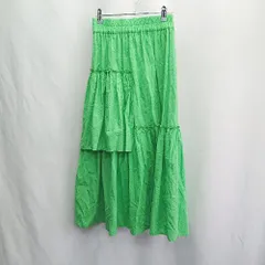 ◇ Θ fredy emue フレディ エミュ ウエストゴム フリル装飾 膝下丈 フレア スカート サイズ38 グリーン レディース E  【1412260009461】