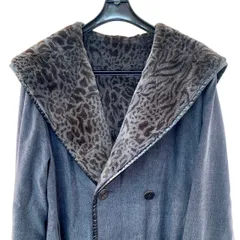 【美品⭐️オーダーメイド⭐️デニムと毛皮のコート】 オリジナルメイド　 ロングコート　 ダークブルー×ダークブラウン　 リアルファー　 毛並毛質艶やか・触感さらさら柔らか　 ノーネームブランド　 レディース/ユニセックス （AYA）