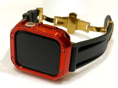 レッドブラックゴールド＠カスタム セット アップルウォッチバンド ラバーベルト Apple Watch カバー ケース メンズ レディース 38mm 40mm 41mm 42mm 44mm 45mm