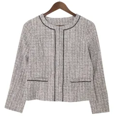 INDIVI インディヴィ 通年 ツイード★ ミックス ノーカラー ジャケット フォーマル セレモニー Sz.38 レディース