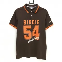 ジャックバニー 半袖ポロシャツ ブラウン×オレンジ フロントプリント メンズ 5(L) ゴルフウェア Jack Bunny