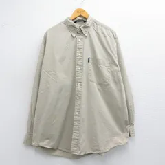 XL/古着 ノーティカ 長袖 ブランド シャツ メンズ 90s 大きいサイズ ロング丈 コットン ボタンダウン 薄ベージュ カーキ 25may10 中古 トッ