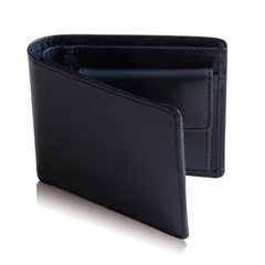 【 栃木レザー 】 財布 メンズ 2つ折り 赤タグ付 【所ジョージの世田谷ベース 掲載】 二つ折り 本革 栃木 二つ折り財布 13 NVY [３．ネイビー]