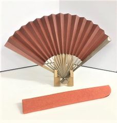 【新品】男性用　柿茶色　京都の柿渋扇子（かきしぶせんす）＋扇子袋セット