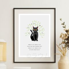 サラデママ ねこ イラスト アート ポスター 黒猫 A4サイズ 21×30cm フレーム別売