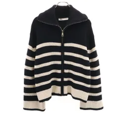 ザラ ボーダー柄 ニットジャケット S ネイビー ZARA レディース