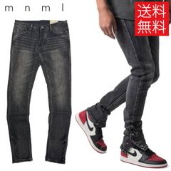 【送料無料】mnml M588 SNAP スキニー デニム パンツ フレアカット ブーツカット ウォッシュドブラック 黒 SLIM DENIM PANTS Washed Black ミニマル