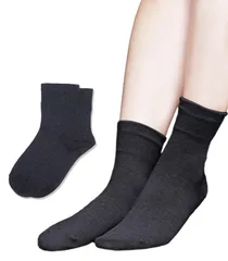 Chica Hurra チャコールグレー 23-25cm レディース 女性 用 ソックス 靴下 同色 2足 セット 無地 シンプル クルー丈 口ゴム無し おしゃれ 日常 快適 洗える クルー 丈 ダークグレー 両足 [チャコールグレー] [Free Size]