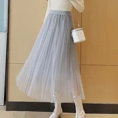 プリーツチュールスカート　グレー