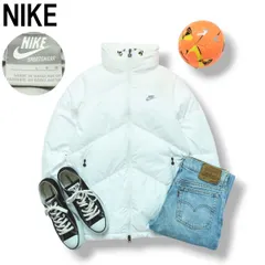 ナイキ NIKE ダウン ジャケット 総裏地 ジャンパー ウィンドブレーカー L ホワイト x シルバー レディース ♪
