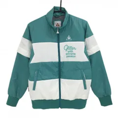 【超美品】ルコックゴルフ 2WAY中綿ジャケット ブルーグリーン系×白 袖着脱可  レディース L ゴルフウェア le coq sportif