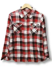 【送料無料】【美品】AZUL ｂｙ moussy アズールバイマウジー 長袖シャツ チェック柄 カジュアル 赤系 レディース Mサイズ■L25748SSS22-50（4）5/19