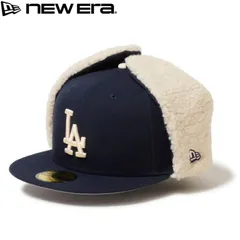 新品 NEWERA ニューエラ 正規品 ドッグイヤー キャップ ロサンゼルス ドジャース LA 59FIFTY CAP 帽子 ボア 耳当て イヤーフラップ MLB メジャーリーグ 秋 冬 防寒 メンズ レディース ユニセックス 紺 ネイビー 14668177
