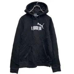 PUMA プリント スウェット パーカー プーマ XS ブラック プルオーバー ロゴ 古着卸 アメリカ仕入 a609-6940
