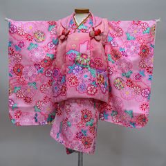 七五三 七歳 女児 女の子 正絹 着物フルセット 着物は陽気な天使 絵羽