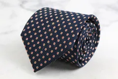 ジェイプレス ブランド ネクタイ シルク ドット柄 小紋柄 総柄 ハンドメイド PO メンズ ネイビー J.PRESS 【中古】