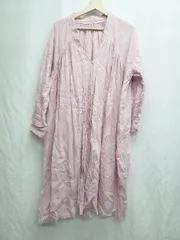 ◇ ⊂ ao アオ コットン100% 長袖 ロング シャツ ガウン サイズF ピンク レディース P  【1409090044793】