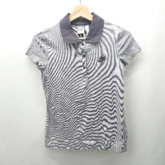 ◇ ⊂Φ NIKE ナイキ 襟付き ボーダー柄 半袖 Tシャツ サイズM パープル レディース E  【1505290044011】