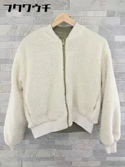 ■ earth music&ecology ジップアップ ボア リバーシブル 長袖 ジャケット サイズF ホワイト カーキ レディース  【中古】 【1103150014367】