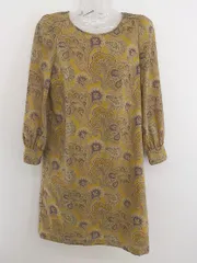 ◇ SLOBE IENA スローブ イエナ 総柄 長袖 ミニ ワンピース マスタード パープル マルチ レディース  【中古】 【1208180002787】