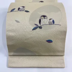 高級 小紋 正絹 袷 フクロウ 梟 Prices down2】正絹 小紋 反物 着物「薄香色 絞り、ふくろう
