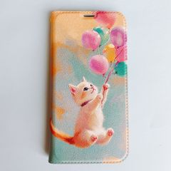 【iPhone14ケース】猫とバルーンの手帳型　スマホケース