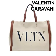 美品 ヴァレンティノガラヴァーニ VALENTINO GARAVANI VLTNトートバッグ ロゴプリント スタッズ アイボリー キャンバス ユニセックス 5E125のサムネイル