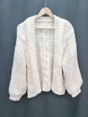 ◇ LOWRYS FARM ローリーズファーム ケーブル編み 長袖 ニット カーディガン サイズF アイボリー系 レディース P  【1403110016616】