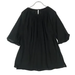 美品 green label relaxing グリーンレーベルリラクシング 半袖 ブラウス ブラック UNITED ARROWS バックボタン レディース 古着