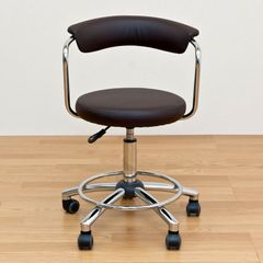 キャスター付き　回転チェア　カットチェア　デスクチェア　ワークチェア　昇降　移動らくらく　コロコロ　PUレザー　合皮　ブラウン(BR)　(S140)H-1080BR▲(2)デザインチェア　ブラウン