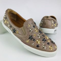 良品★JIMMY CHOO・ジミーチュウ レディース レザー マルチカラースタースタッズ ローファー スリッポン（35）