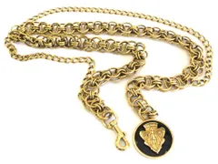 【220685】GUCCI グッチ  希少　オールドグッチ　メダルロゴ　チェーン　ベルト 【レア】 ゴールド