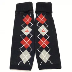 【超美品】ルコック ニットレッグウォーマー ネイビー×レッド アーガイル レディース F ゴルフウェア le coq sportif