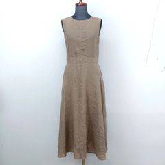 フォクシーFOXEYノースリーブ ワンピース 麻リネン ブラウン ベージュ