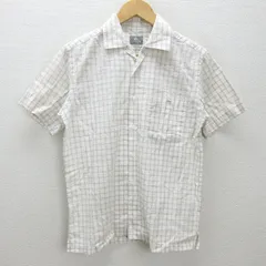 G■ラコステ/LACOSTE 半袖オープンカラーシャツ/チェック柄【2】ベージュ系/men's/103【中古】■