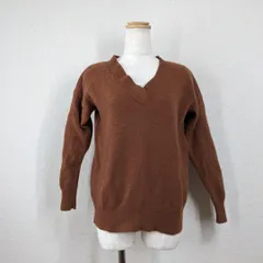 【スローブイエナ】ニット　セーター　ウール100％　Vネック　フリーサイズ　レディース　iena 　長袖　茶　ブラウン　Y2K